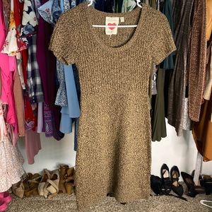Brown Knitted T-Shirt Sweater Dress | Size : M